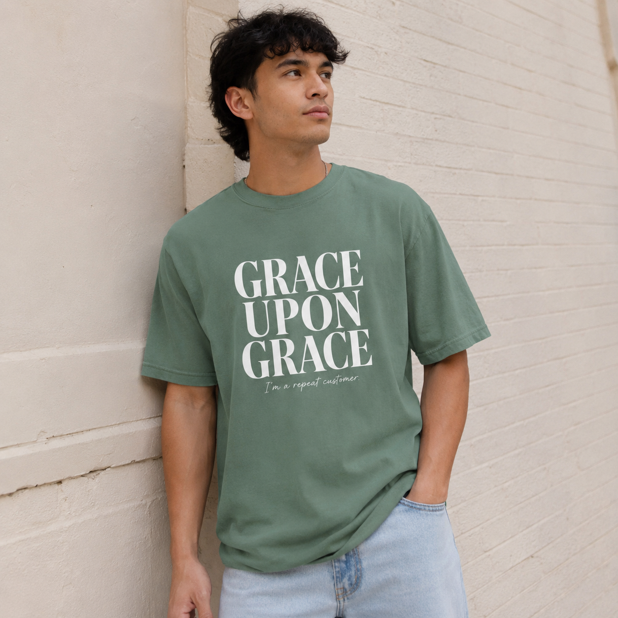 Grace Upon Grace | Funny Christian Heavyweight Relaxed Fit Tee