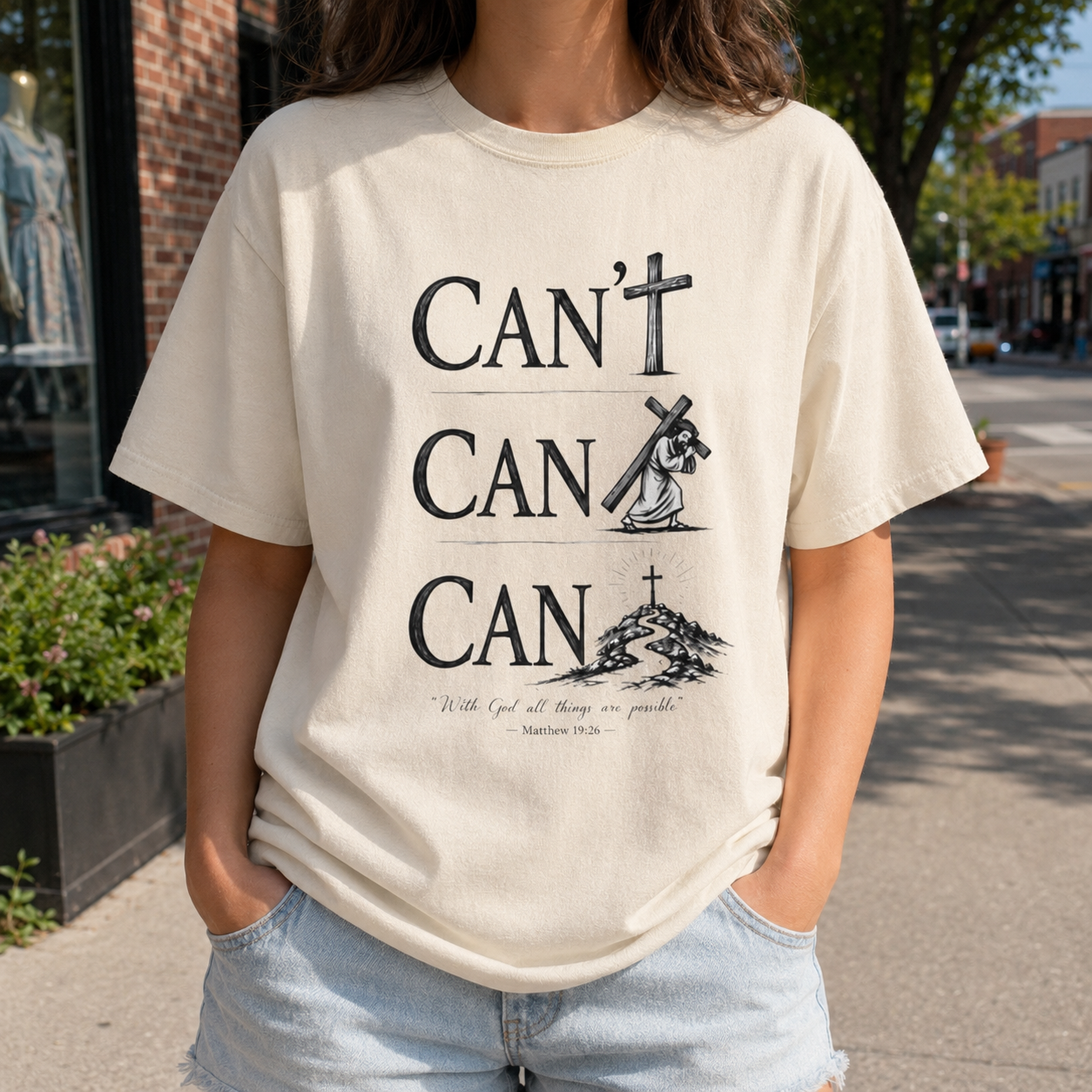 With God All Things Are Possible (Can/Can't Tee) | Matthew 19:26