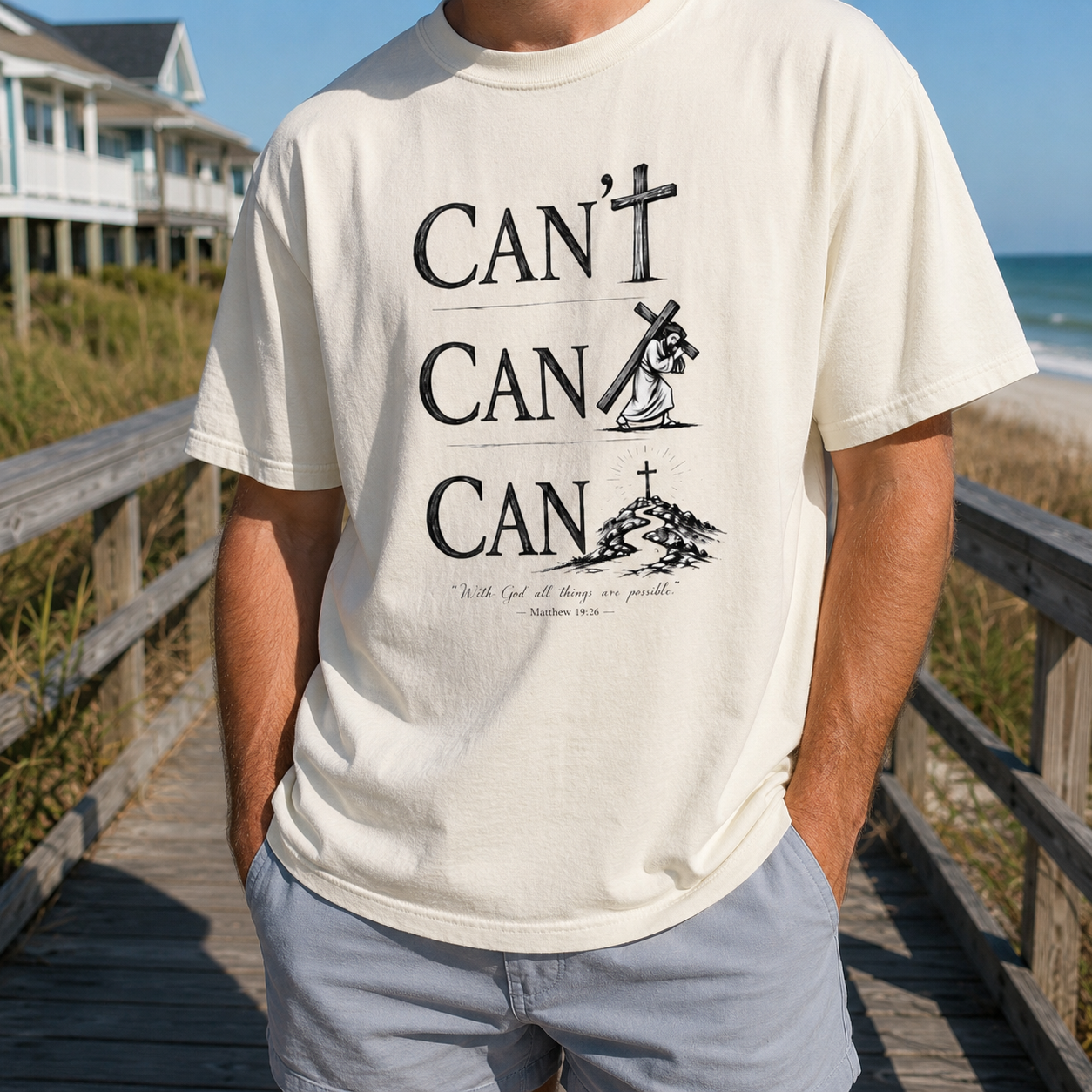 With God All Things Are Possible (Can/Can't Tee) | Matthew 19:26