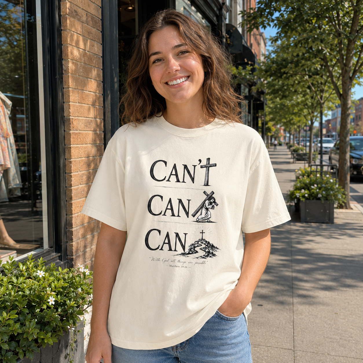 With God All Things Are Possible (Can/Can't Tee) | Matthew 19:26