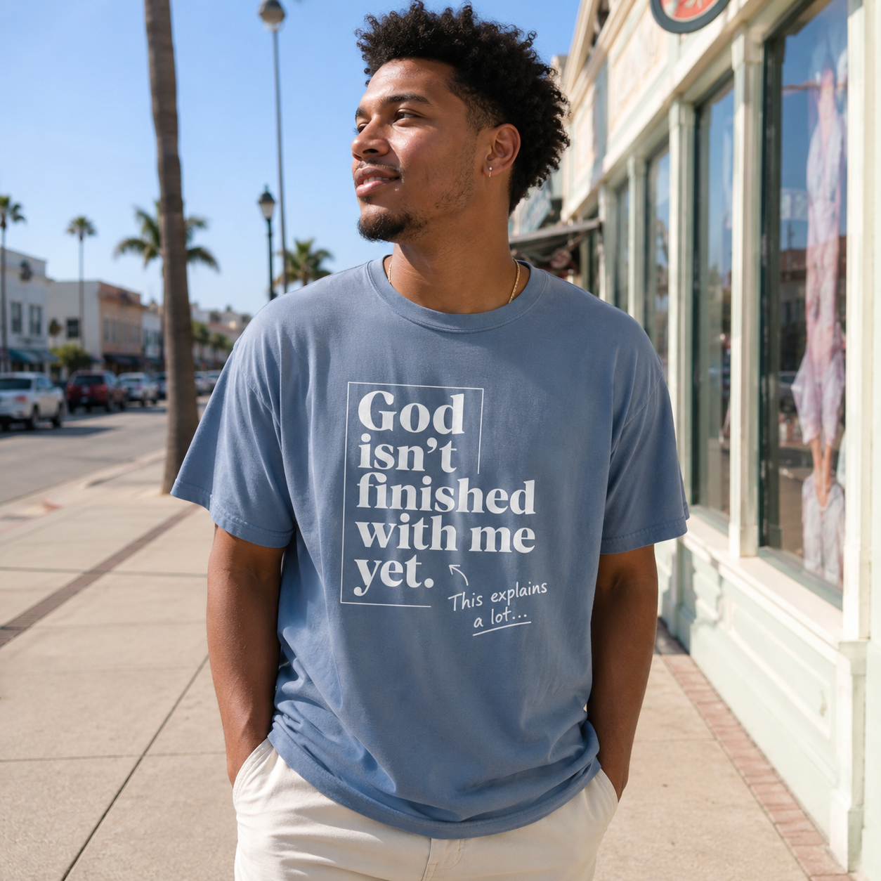 God Isn't Finished With Me Yet | Funny Christian T-Shirt | Heavyweight Relaxed Fit Tee