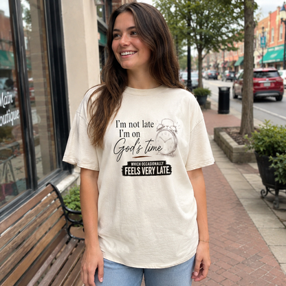 I’m on God’s Time | Funny Christian Shirt | Heavyweight Relaxed Fit Tee