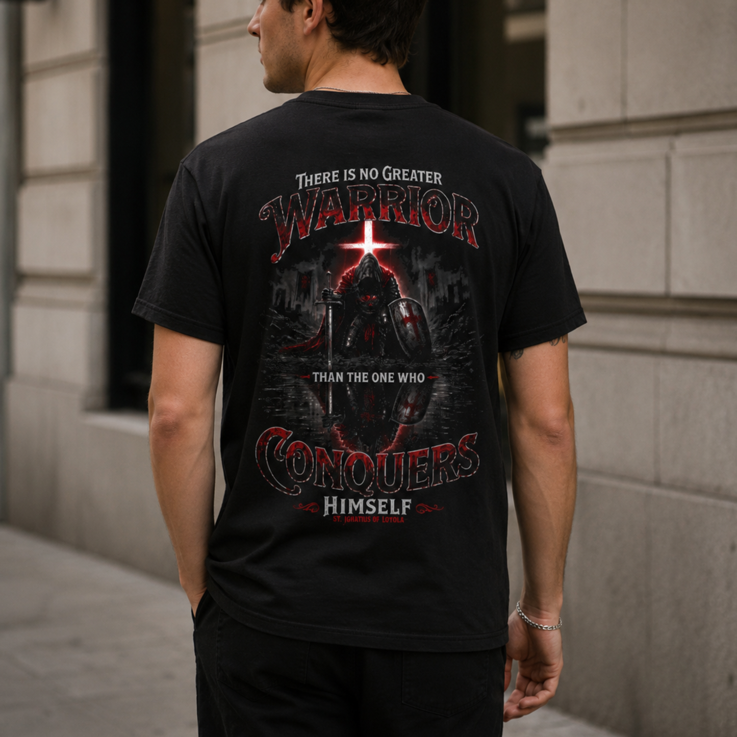 "There is No Greater Warrior" - St. Ignatius of Loyola | Heavyweight Relaxed Fit Tee