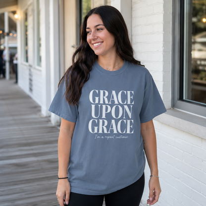 Grace Upon Grace | Funny Christian Heavyweight Relaxed Fit Tee