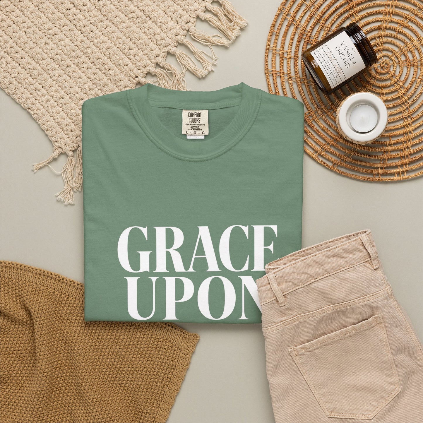 Grace Upon Grace | Funny Christian Heavyweight Relaxed Fit Tee