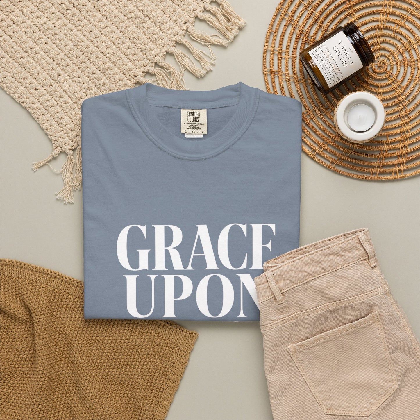 Grace Upon Grace | Funny Christian Heavyweight Relaxed Fit Tee